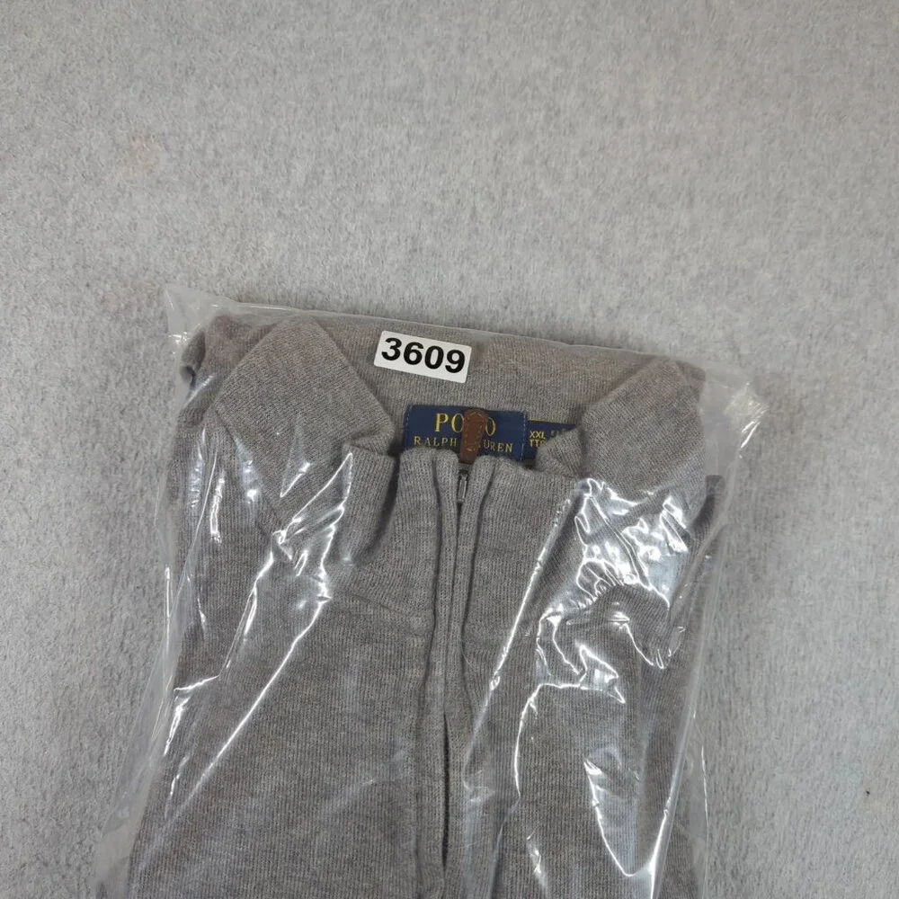 Polo Ralph Lauren Sweater Mens 2XL Gray Long Sleeve Estate Rib 1/4 Zip Pullover